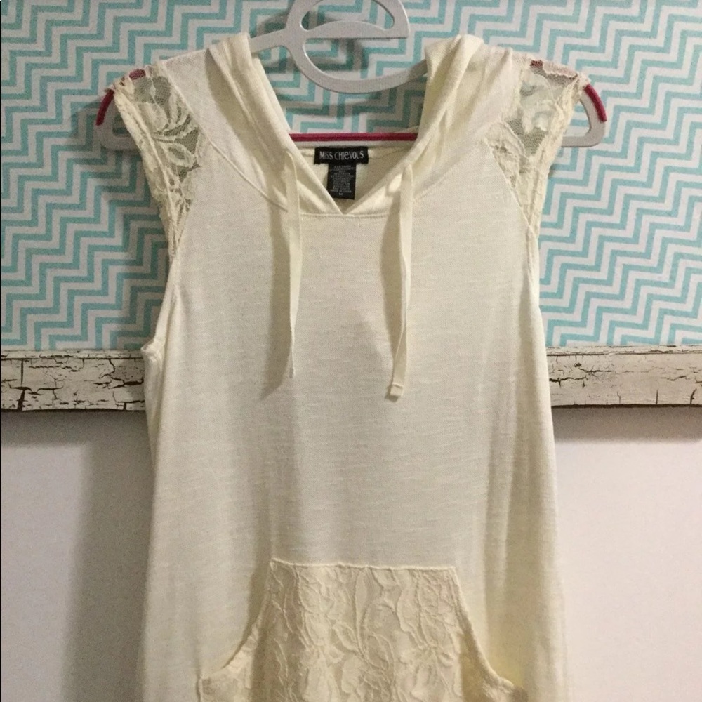 Cream Hooded Lace Tank